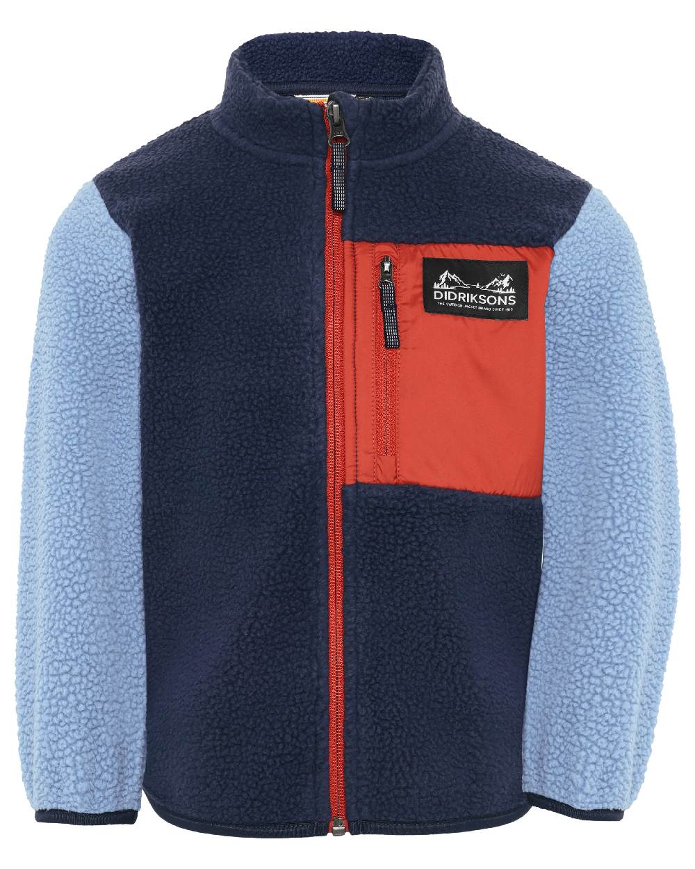Winter Blue coloured Didriksons Anten Kids Fullzip 2 on white background 