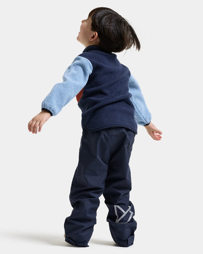 Winter Blue coloured Didriksons Anten Kids Fullzip 2 on white background 