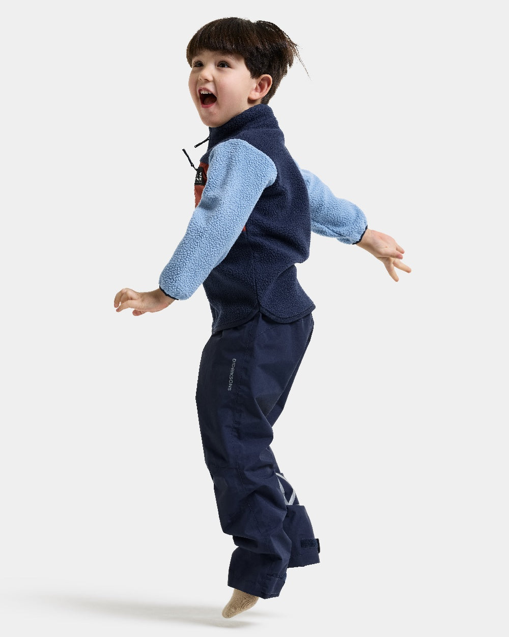Winter Blue coloured Didriksons Anten Kids Fullzip 2 on white background 