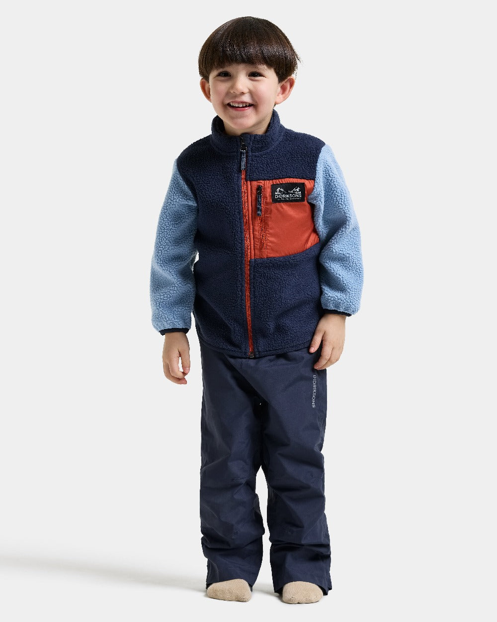 Winter Blue coloured Didriksons Anten Kids Fullzip 2 on white background 
