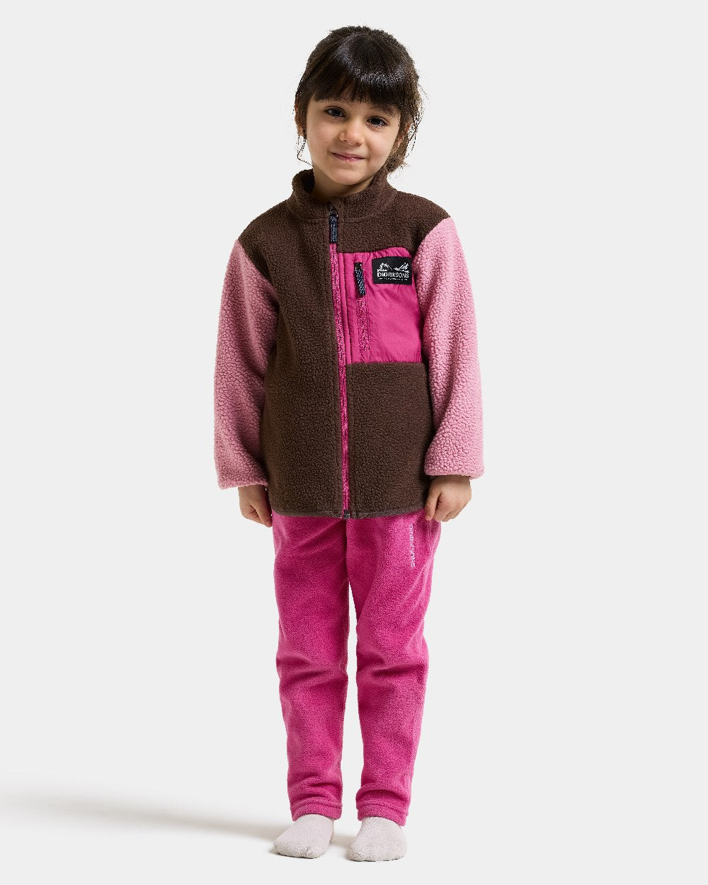 Oyster Pink coloured Didriksons Anten Kids Fullzip 2 on white background 