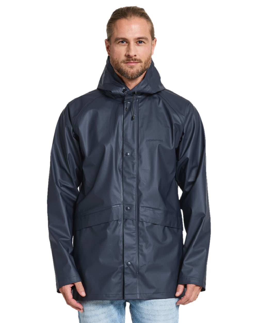 Dark Night Blue coloured Didriksons Avon Galon Jacket 2 on white background 