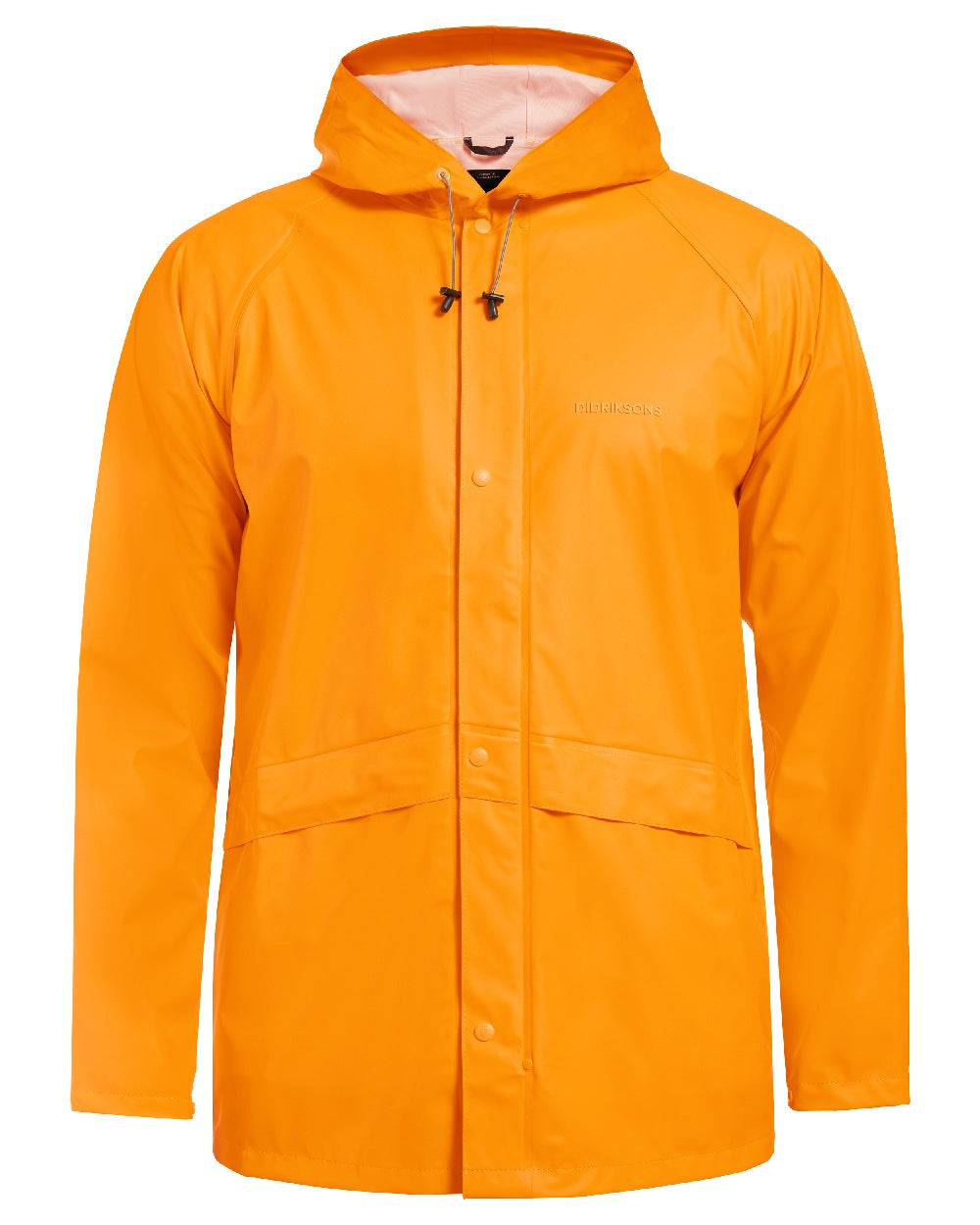 Saffron Yellow coloured Didriksons Avon Galon Jacket 2 on white background 