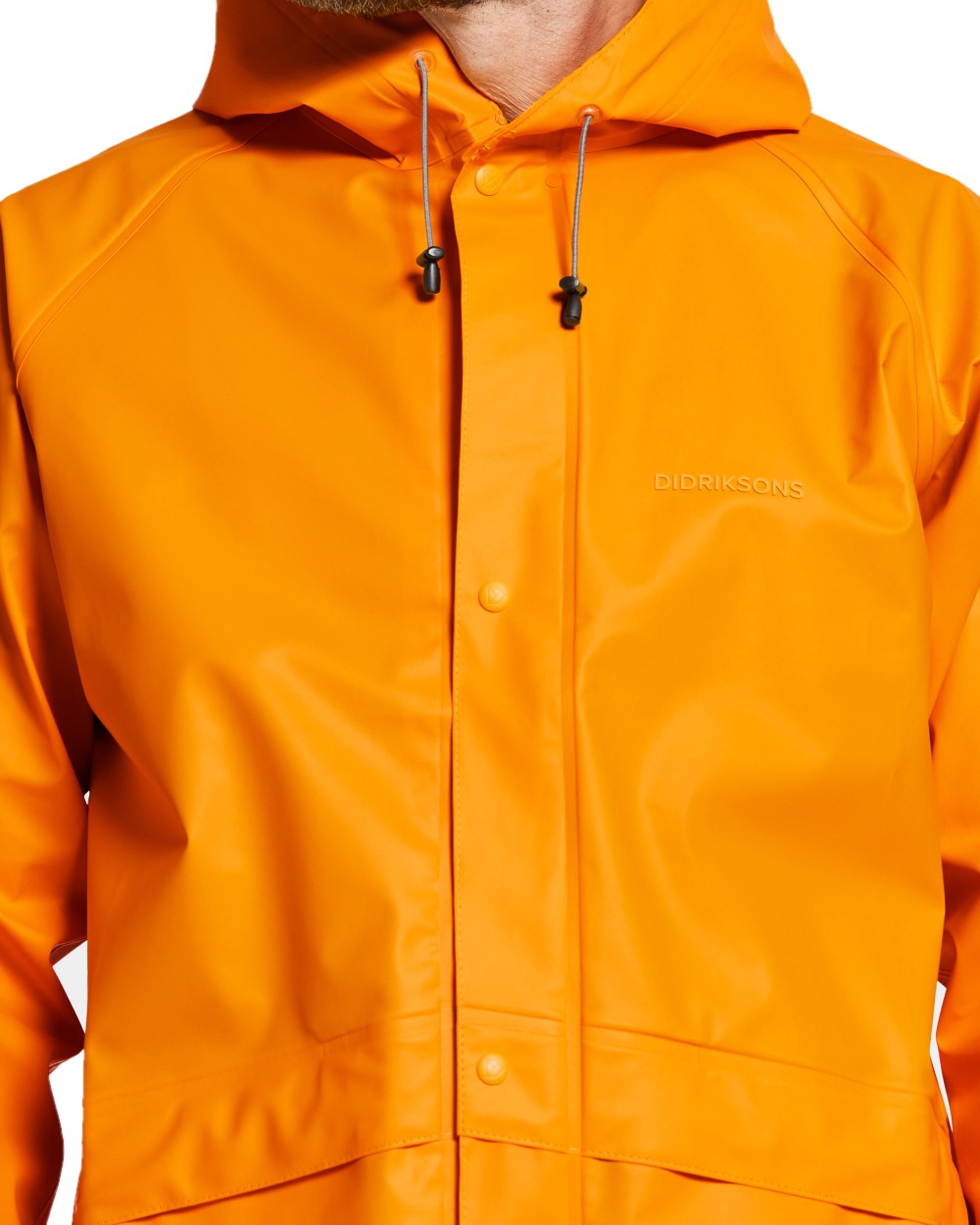 Saffron Yellow coloured Didriksons Avon Galon Jacket 2 on white background 