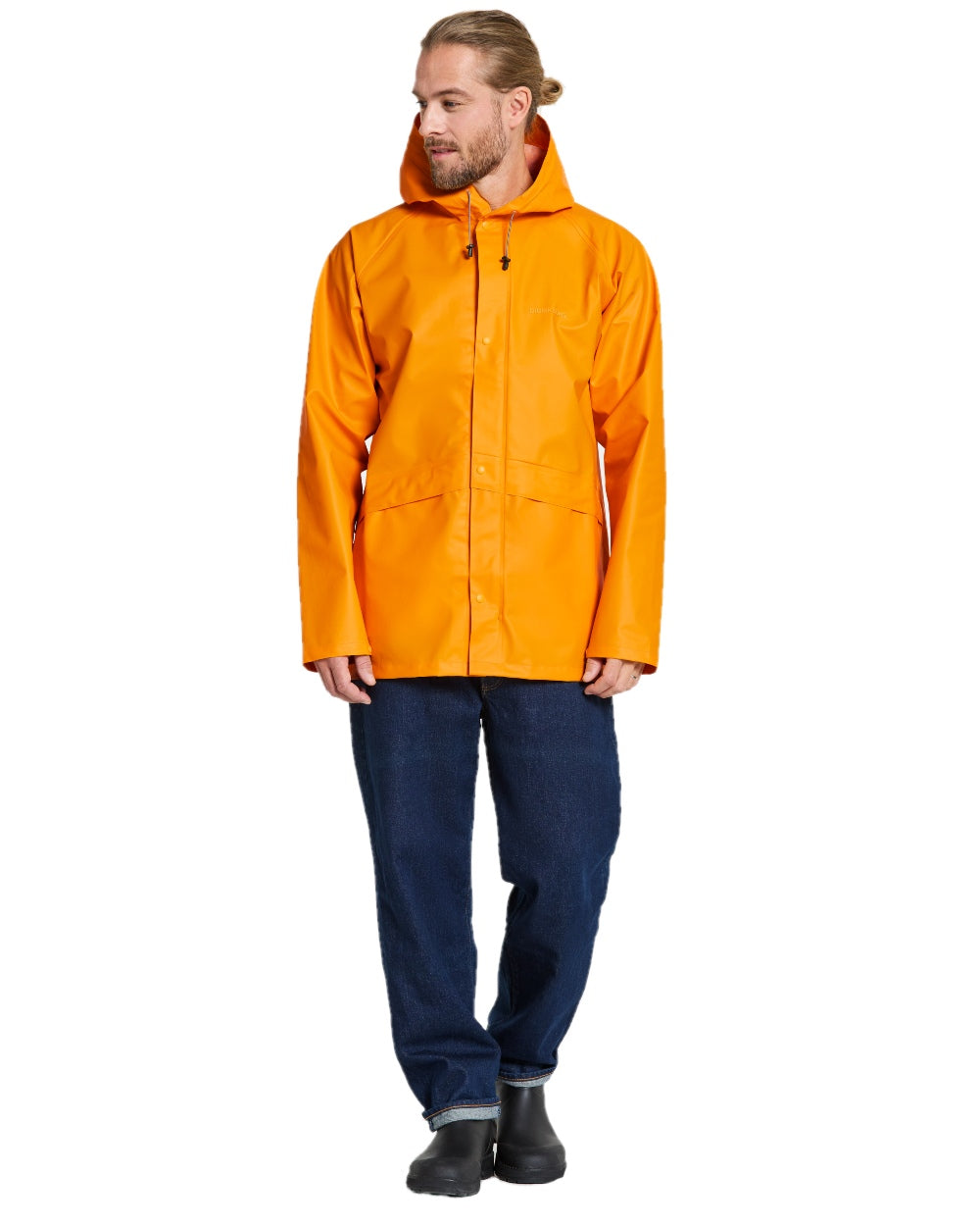 Saffron Yellow coloured Didriksons Avon Galon Jacket 2 on white background 