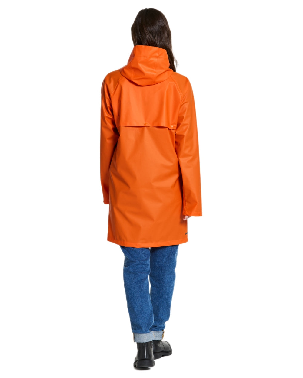 Flame coloured Didriksons Avon Parka on white background 