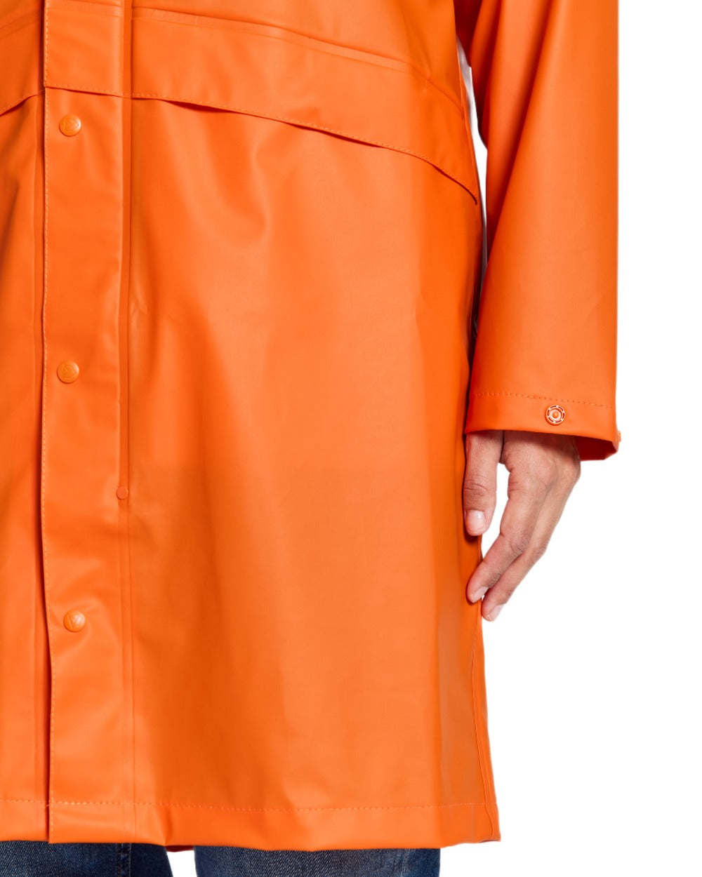 Flame coloured Didriksons Avon Parka on white background 