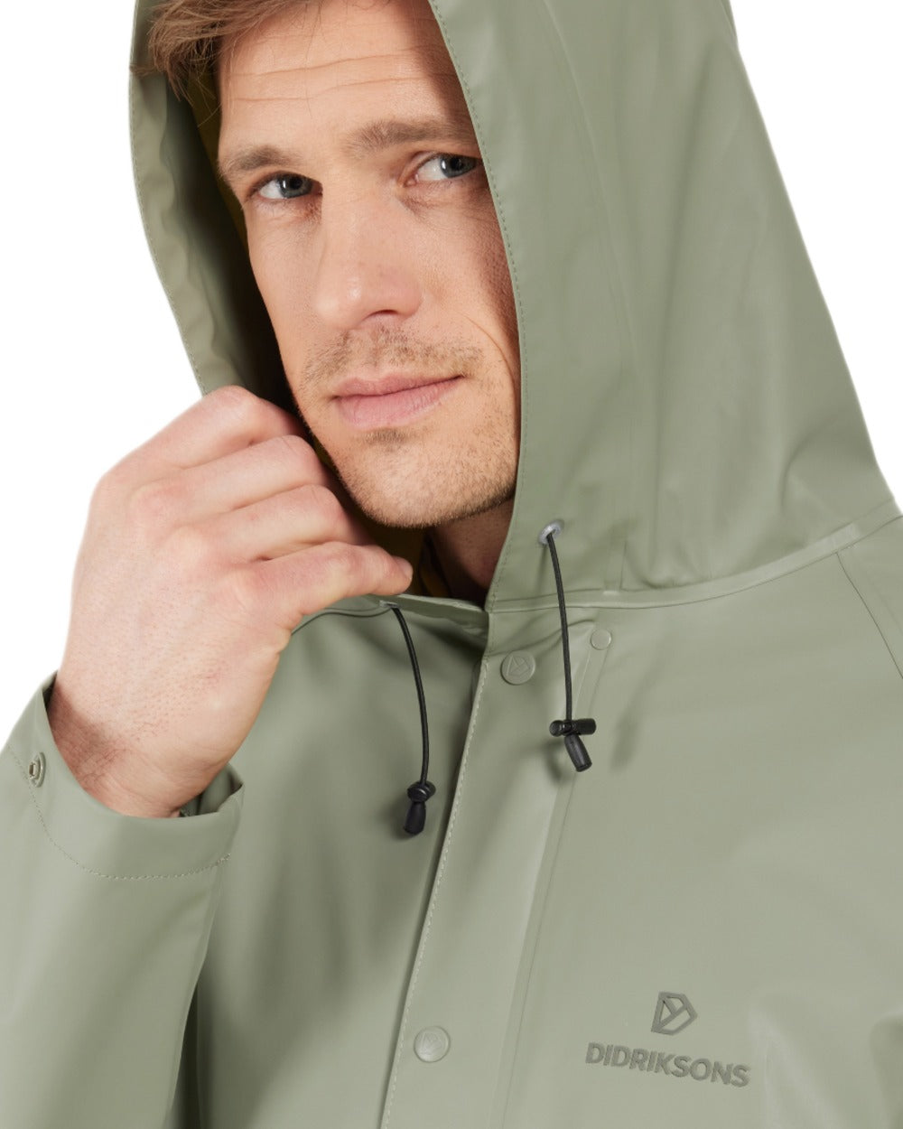 Wilted Leaf coloured Didriksons Avon Parka on white background 