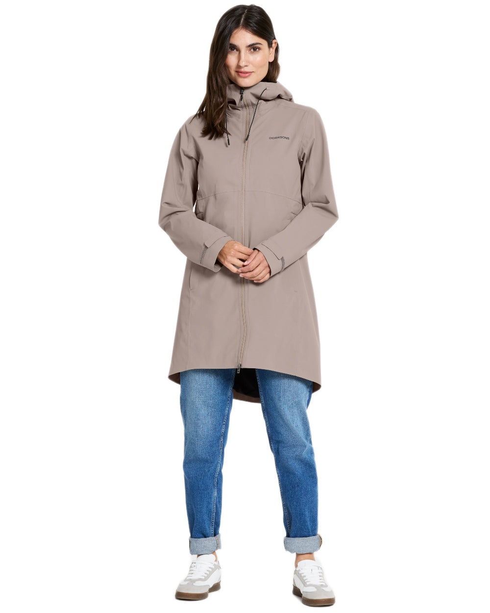 Ash Brown coloured Didriksons Bea Womens Parka 6 on white background 