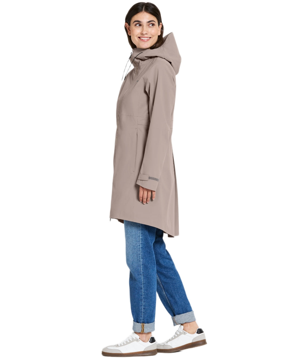 Ash Brown coloured Didriksons Bea Womens Parka 6 on white background 