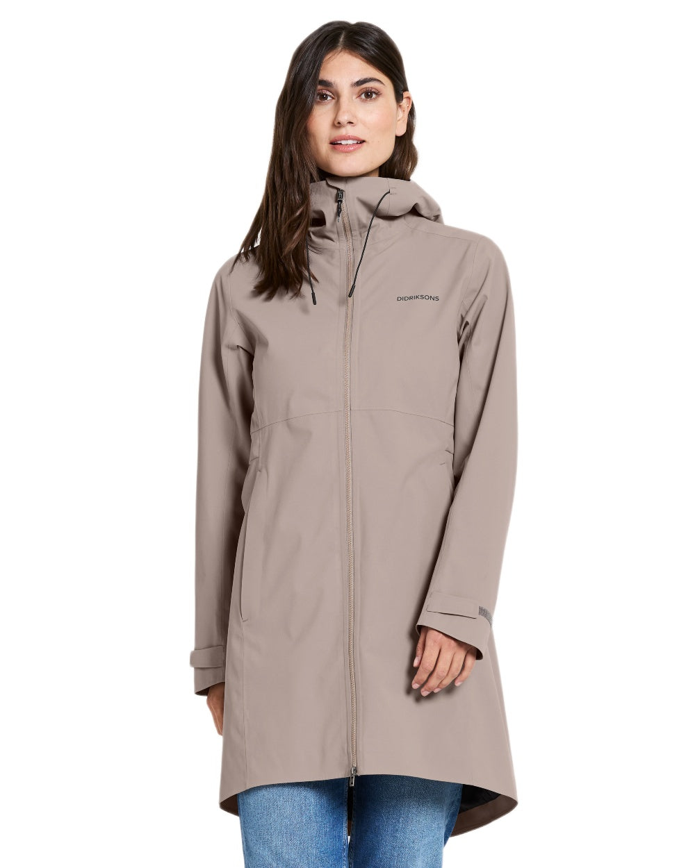Ash Brown coloured Didriksons Bea Womens Parka 6 on white background 
