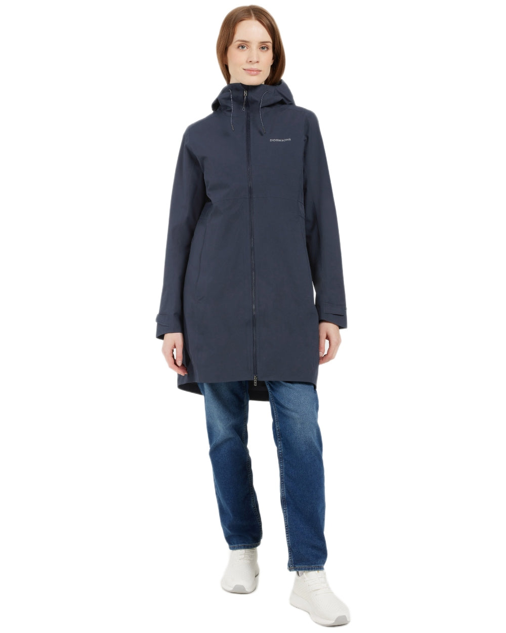 Dark Night Blue coloured Didriksons Bea Womens Parka 6 on white background 