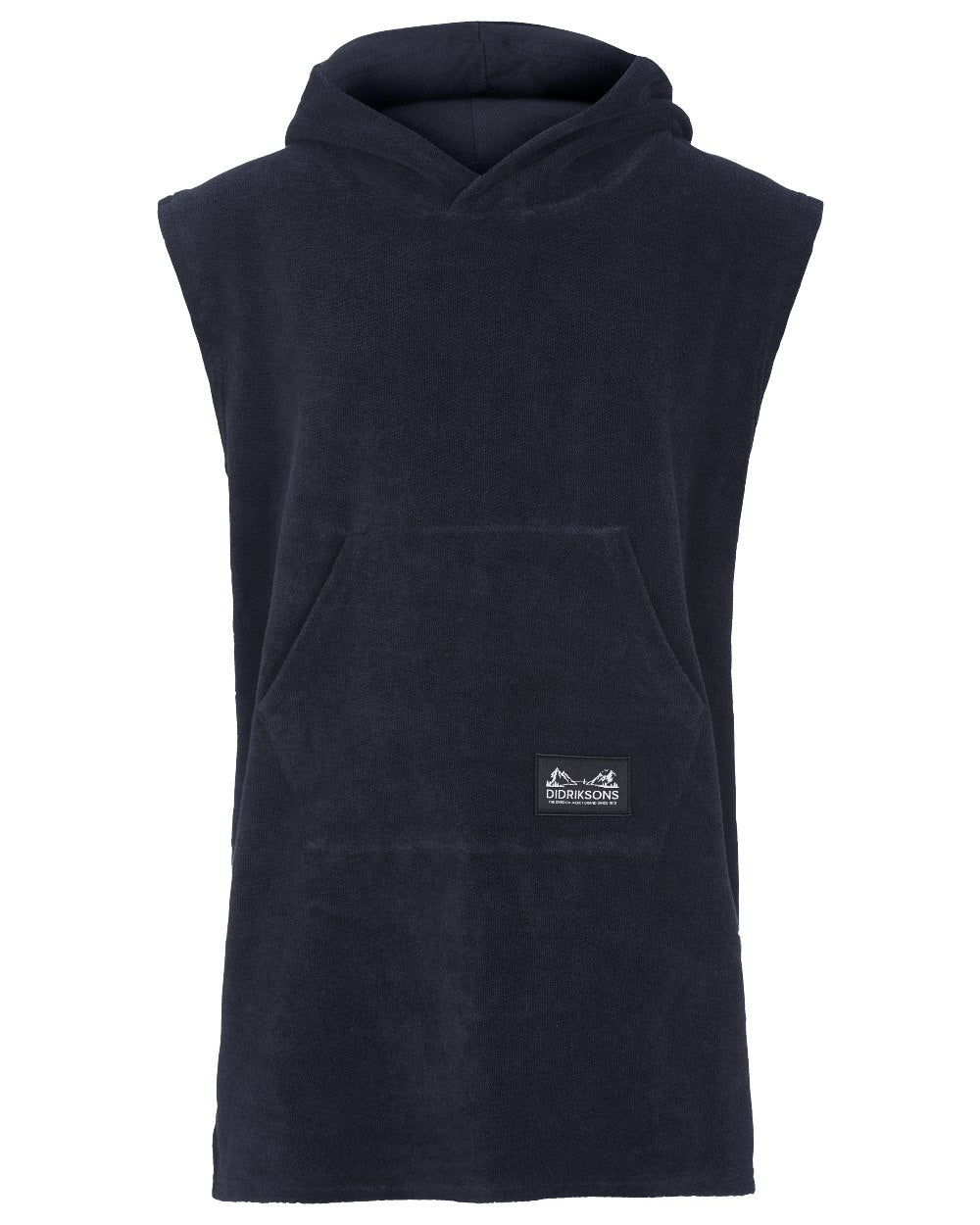 Dark Night Blue coloured Didriksons Childrens Bell Poncho on white background 