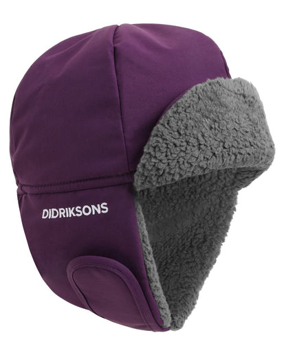 Northen Purple coloured Didriksons Biggles Cap 7 on white background 