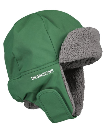 Pine Green Coloured Didriksons Biggles Kids Cap on white background 