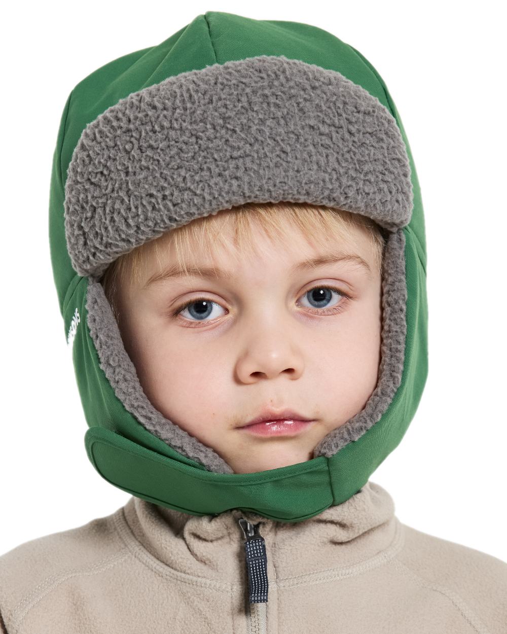 Pine Green Coloured Didriksons Biggles Kids Cap on white background 
