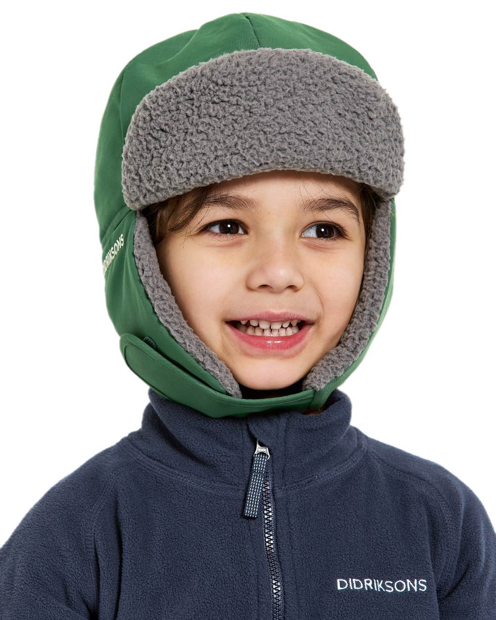 Pine Green Coloured Didriksons Biggles Kids Cap on white background 
