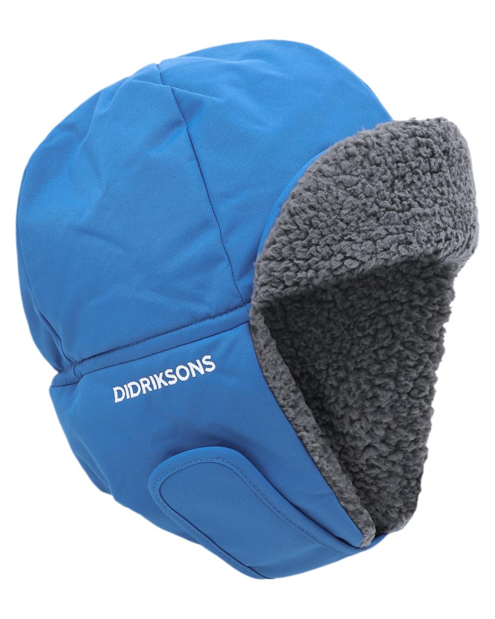 Sapphire Blue Coloured Didriksons Biggles Kids Cap on white background 