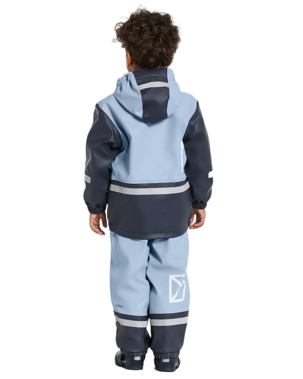 Cloud Blue coloured Didriksons Boardman Kids Rain Set on white background 