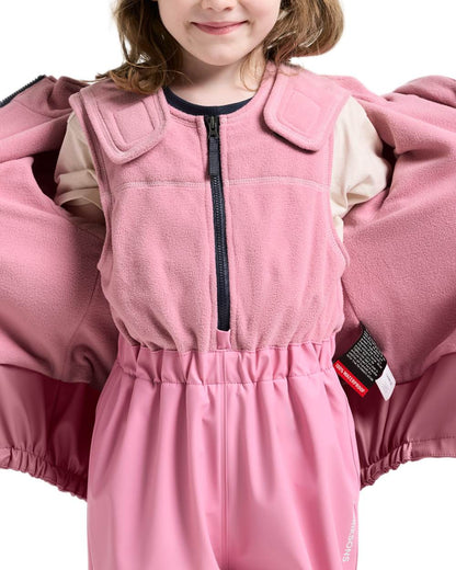 Light Heather Pink coloured Didriksons Boardman Kids Rain Set on white background 
