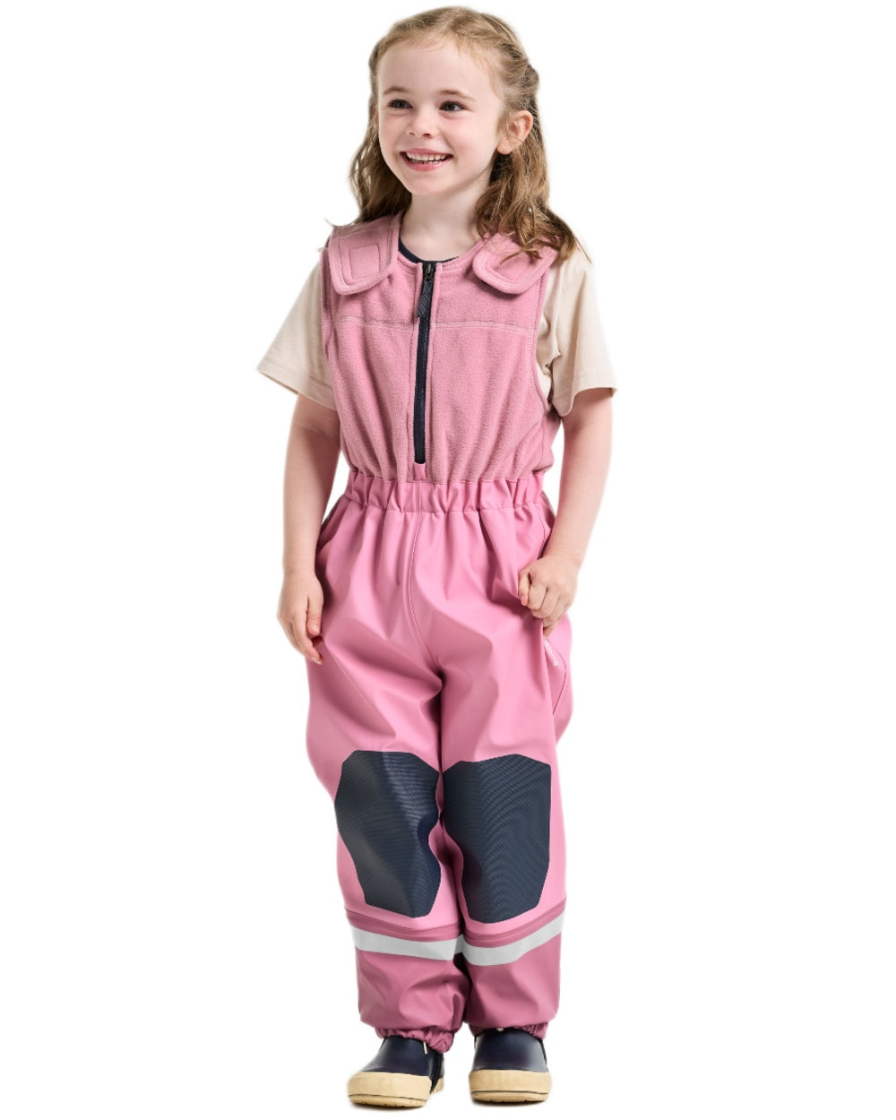 Light Heather Pink coloured Didriksons Boardman Kids Rain Set on white background 