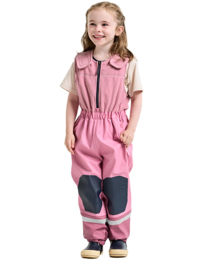 Light Heather Pink coloured Didriksons Boardman Kids Rain Set on white background 