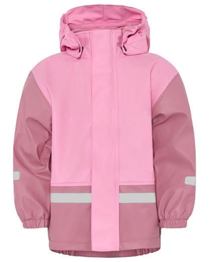 Light Heather Pink coloured Didriksons Boardman Kids Rain Set on white background 