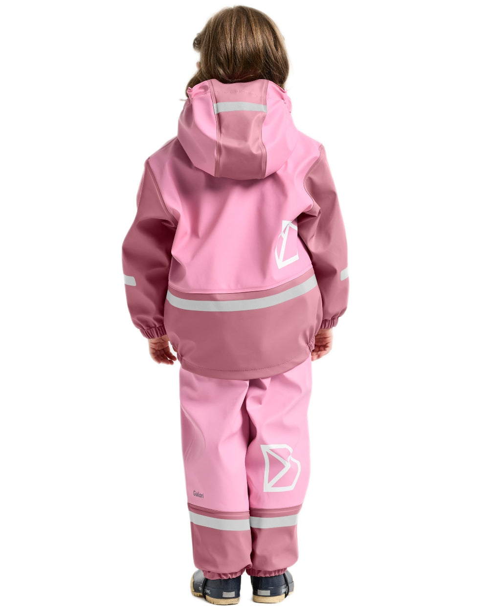 Light Heather Pink coloured Didriksons Boardman Kids Rain Set on white background 