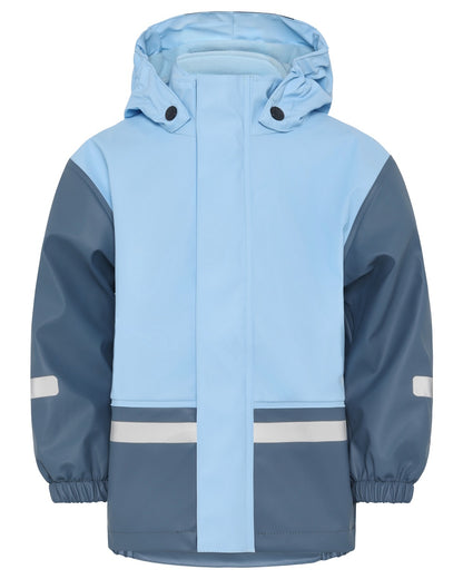 Light Sea Blue coloured Didriksons Boardman Kids Rain Set on white background 