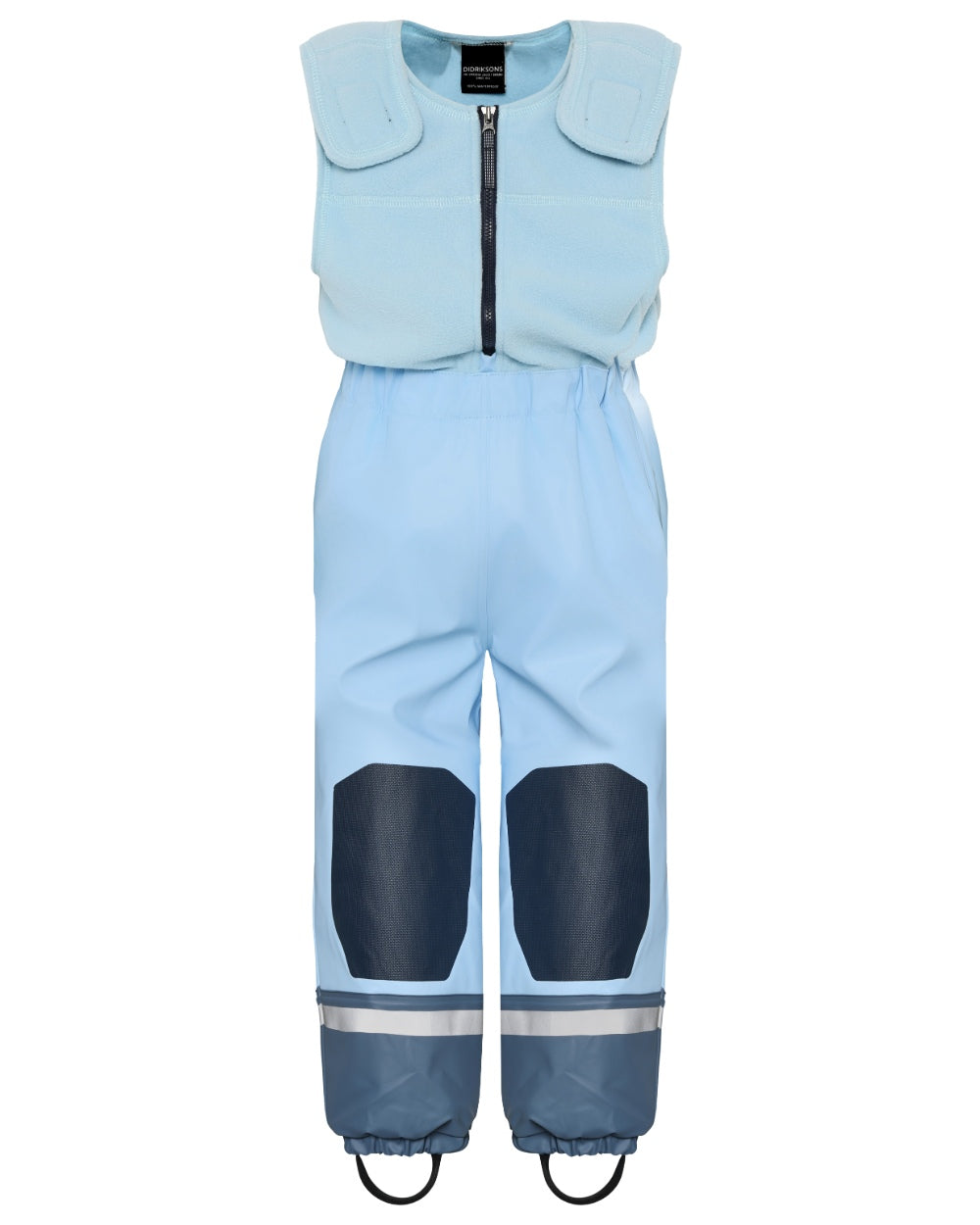 Light Sea Blue coloured Didriksons Boardman Kids Rain Set on white background 