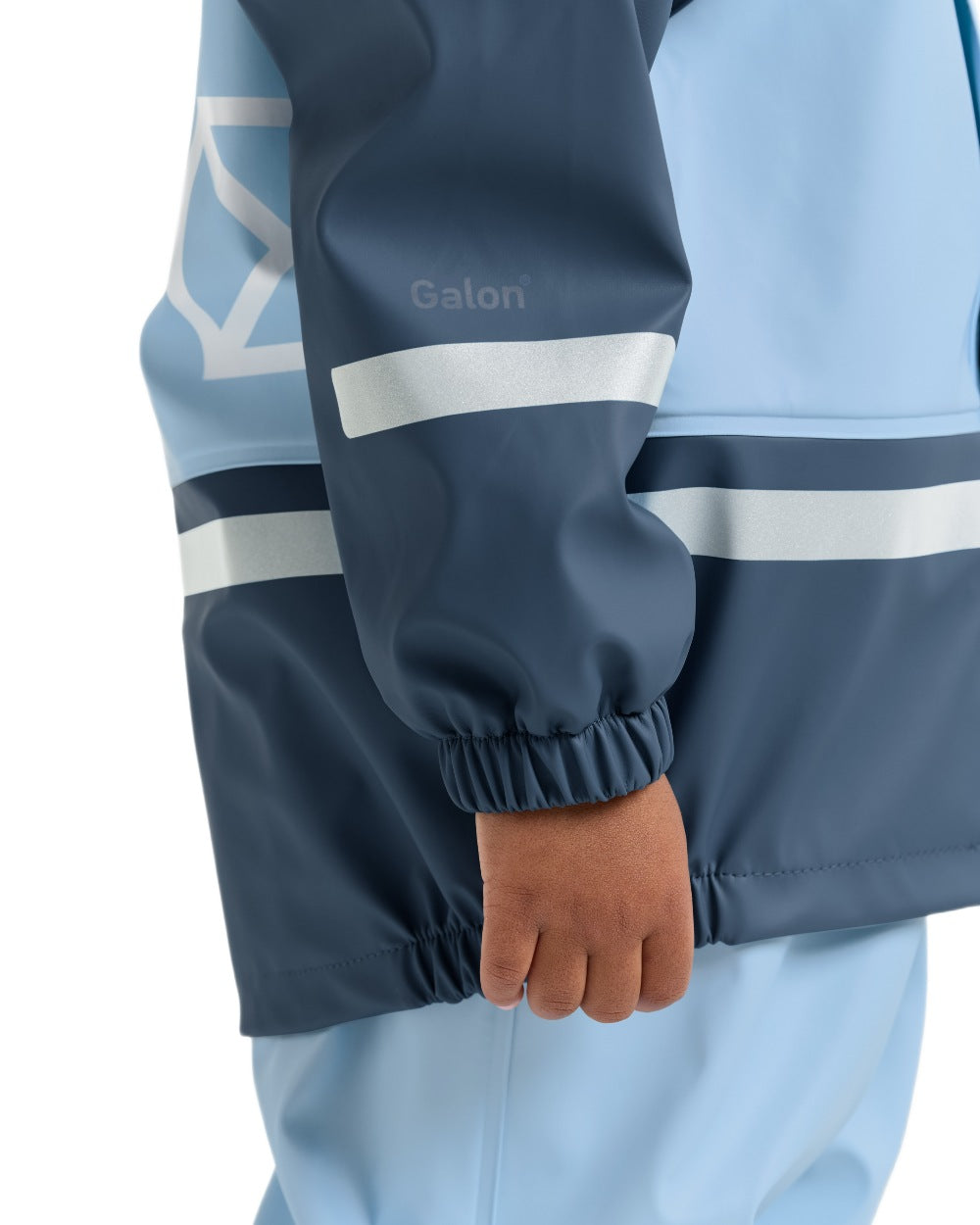 Light Sea Blue coloured Didriksons Boardman Kids Rain Set on white background 