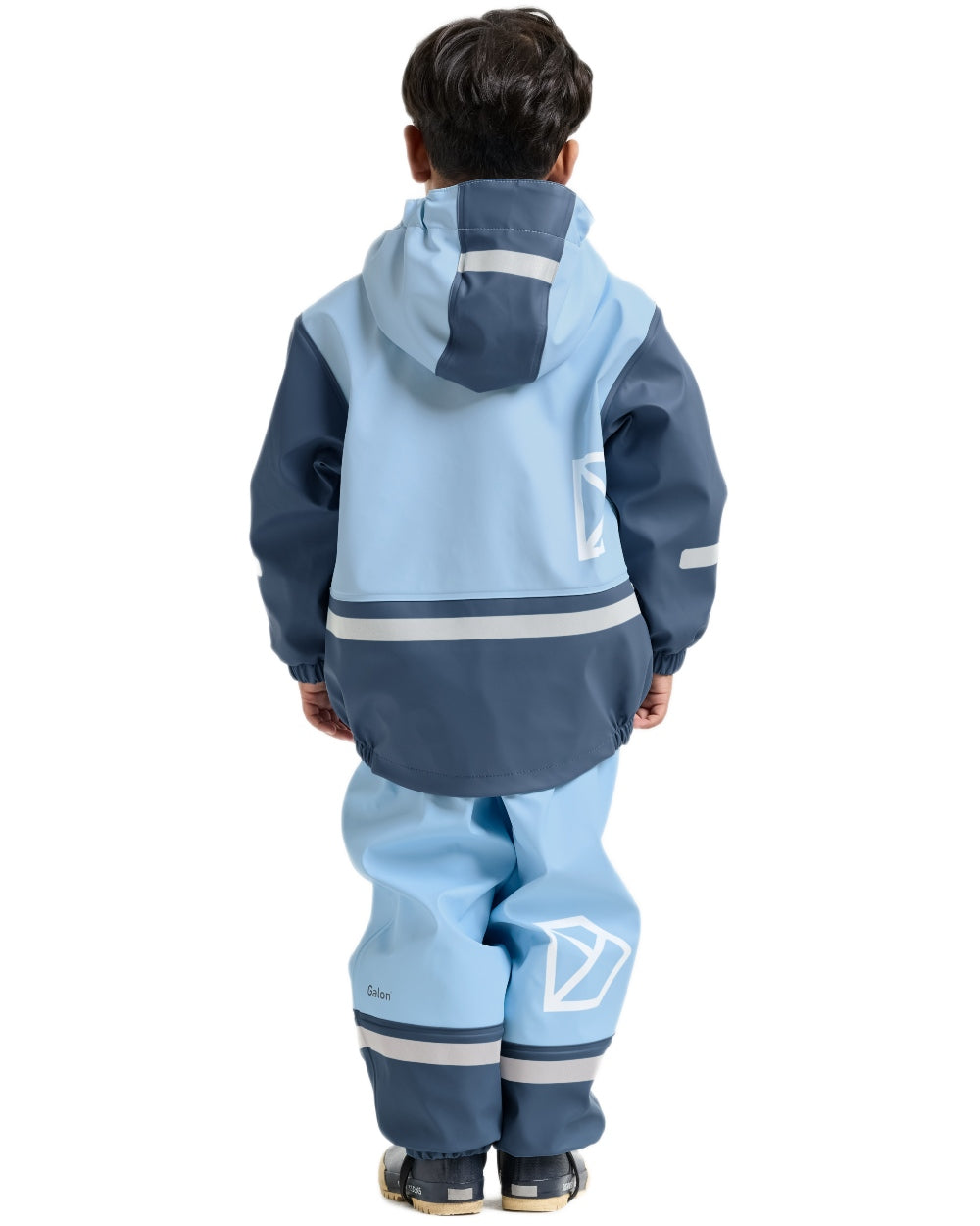 Light Sea Blue coloured Didriksons Boardman Kids Rain Set on white background 