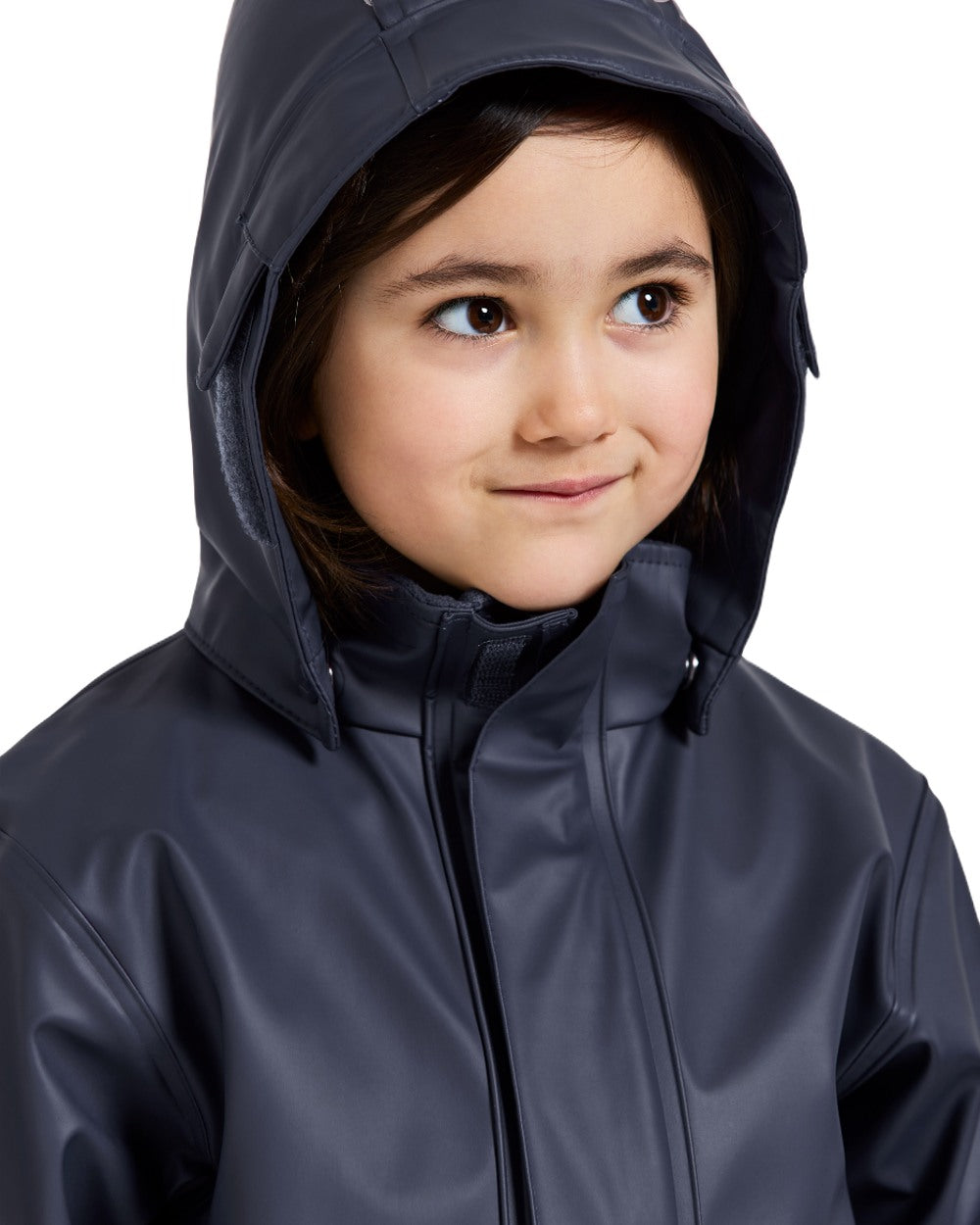 Navy Coloured Didriksons Boardman Kids Rain Set model on a white background 