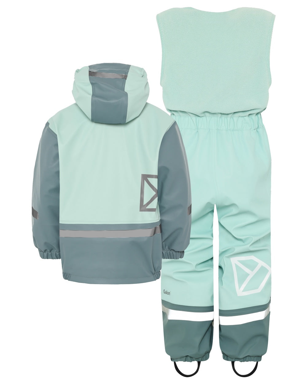 Ocean Mint coloured Didriksons Boardman Kids Rain Set on white background 