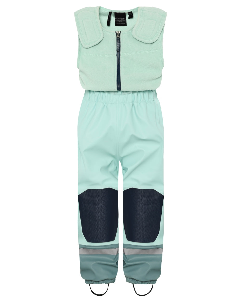 Ocean Mint coloured Didriksons Boardman Kids Rain Set on white background 