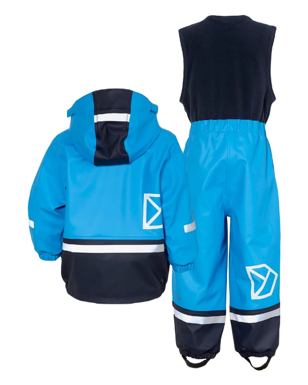 Sharp Blue Coloured Didriksons Boardman Kids Rain Set on a white background 