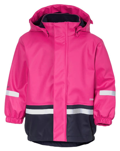 Plastic Pink  Coloured Didriksons Boardman Kids Rain Set on a white background 