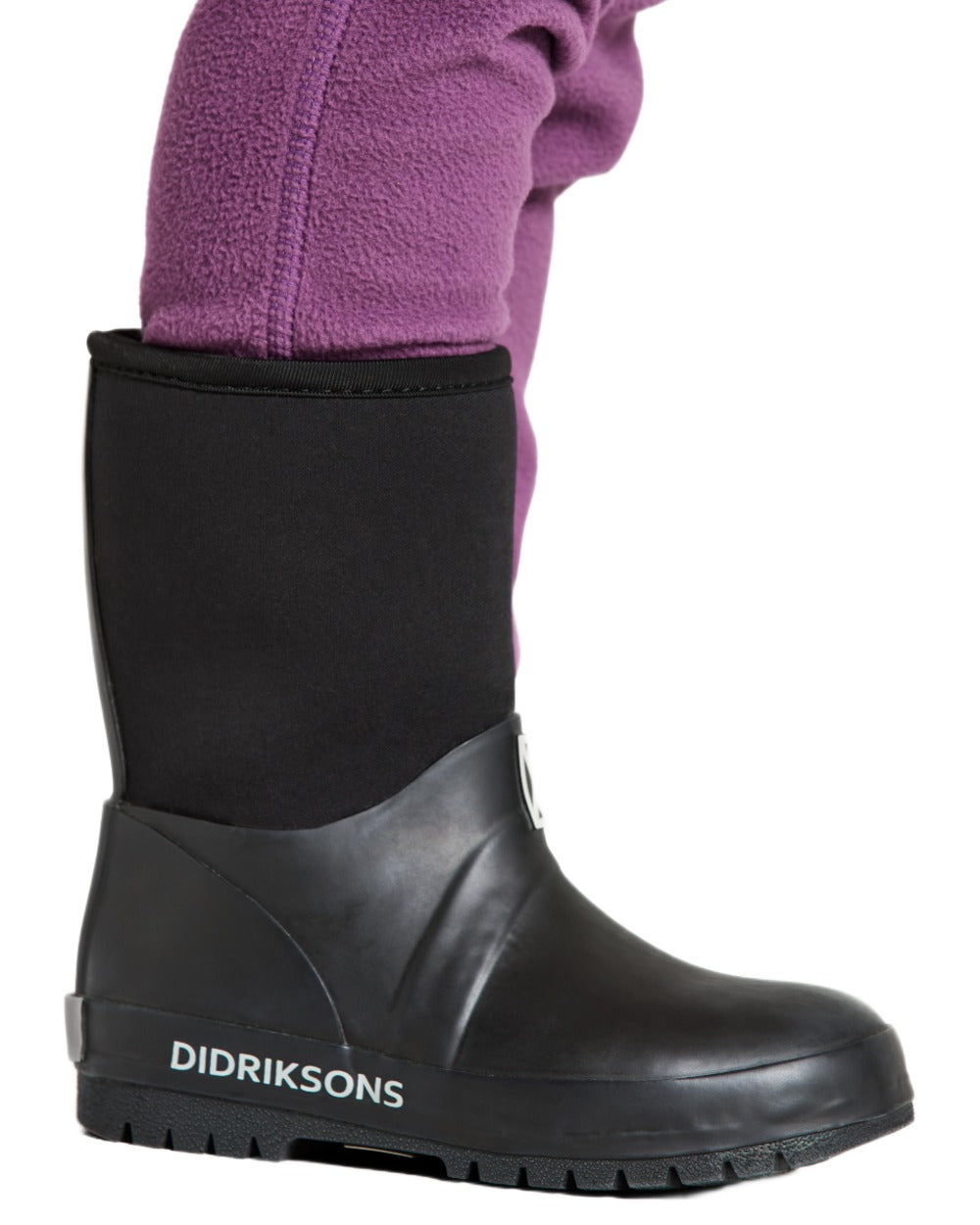 Black coloured Didriksons Childrens Tornado Neoprene Boots on white background 