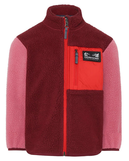 Anemon Red coloured Didriksons Childrens Anten Full Zip Jacket on white background 