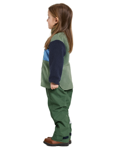 Light Moss coloured Didriksons Childrens Anten Full Zip Jacket on white background 