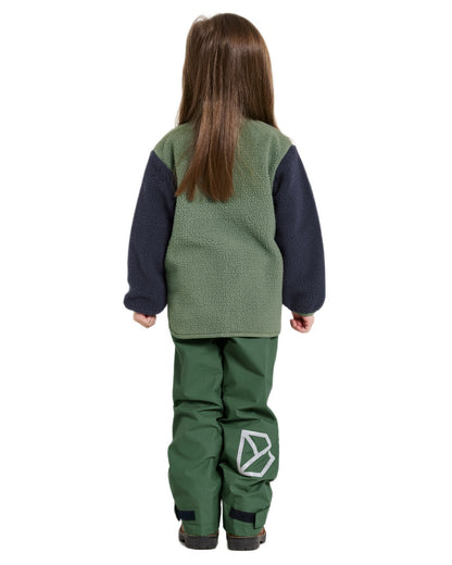 Light Moss coloured Didriksons Childrens Anten Full Zip Jacket on white background 