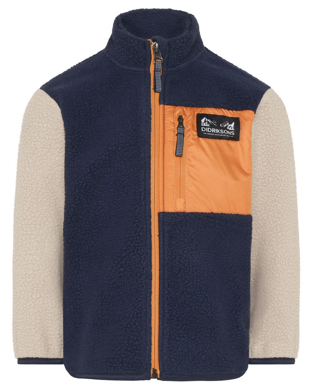 Navy coloured Didriksons Childrens Anten Full Zip Jacket on white background 
