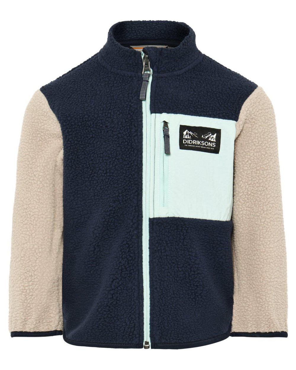 Ocean Mint coloured Didriksons Childrens Anten Full Zip Jacket on white background 