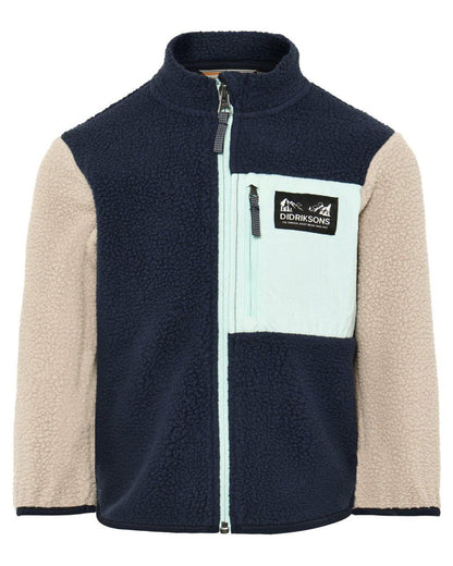 Ocean Mint coloured Didriksons Childrens Anten Full Zip Jacket on white background 