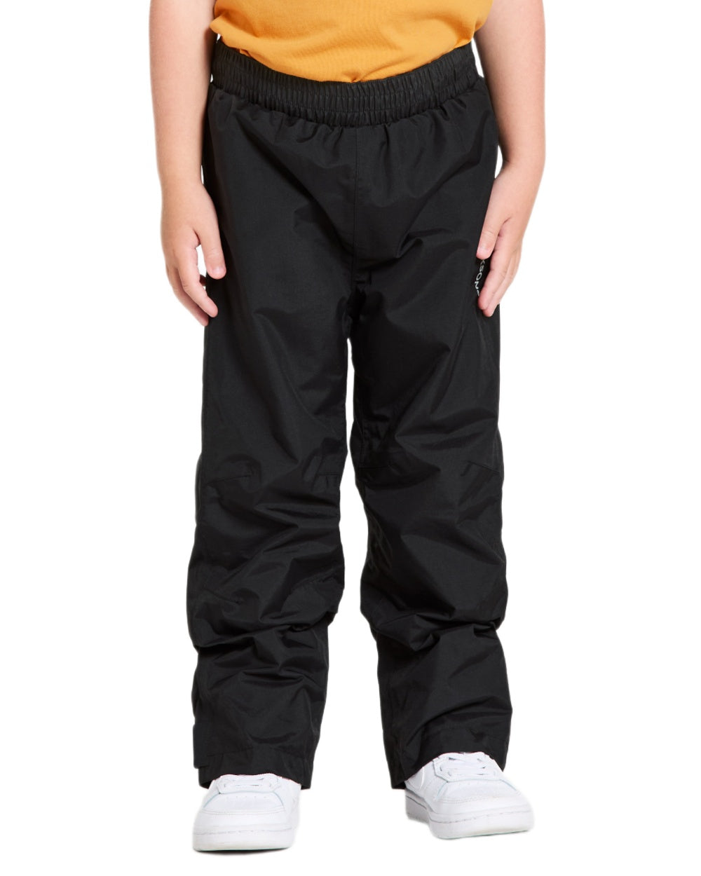 Black coloured Didriksons Childrens Avan Pants on white background 