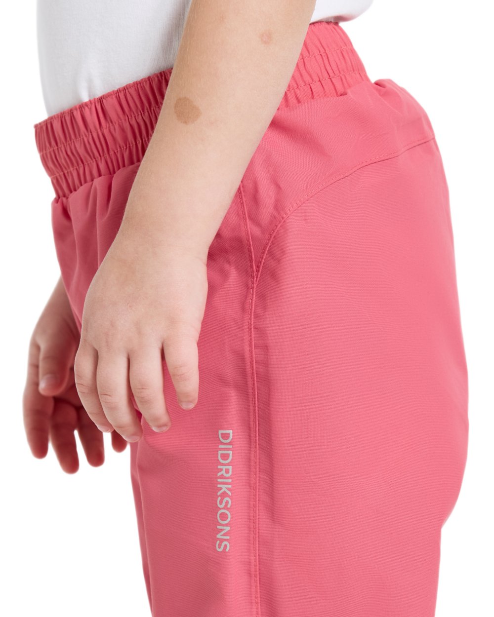 Dusty Azalea coloured Didriksons Childrens Avan Pants on white background 