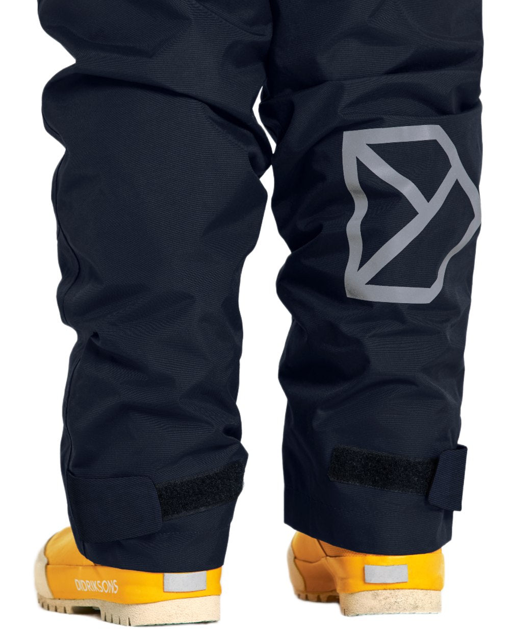 Navy coloured Didriksons Childrens Avan Pants on white background 