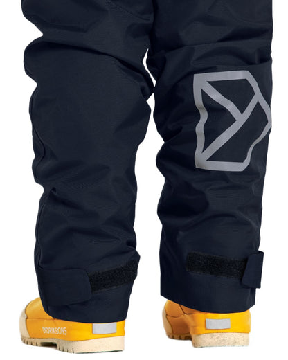 Navy coloured Didriksons Childrens Avan Pants on white background 