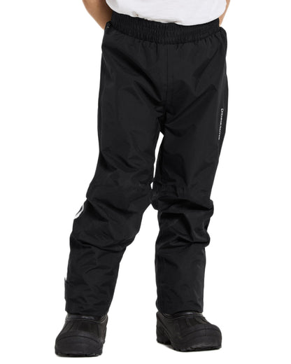 Black coloured Didriksons Childrens Avan Pants 2 on white background 