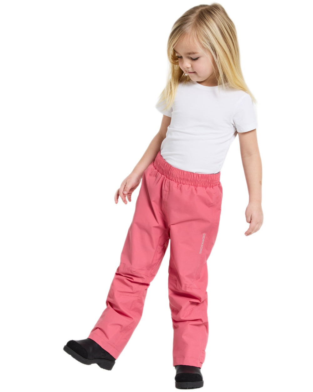 Dusty Azalea coloured Didriksons Childrens Avan Pants 2 on white background 